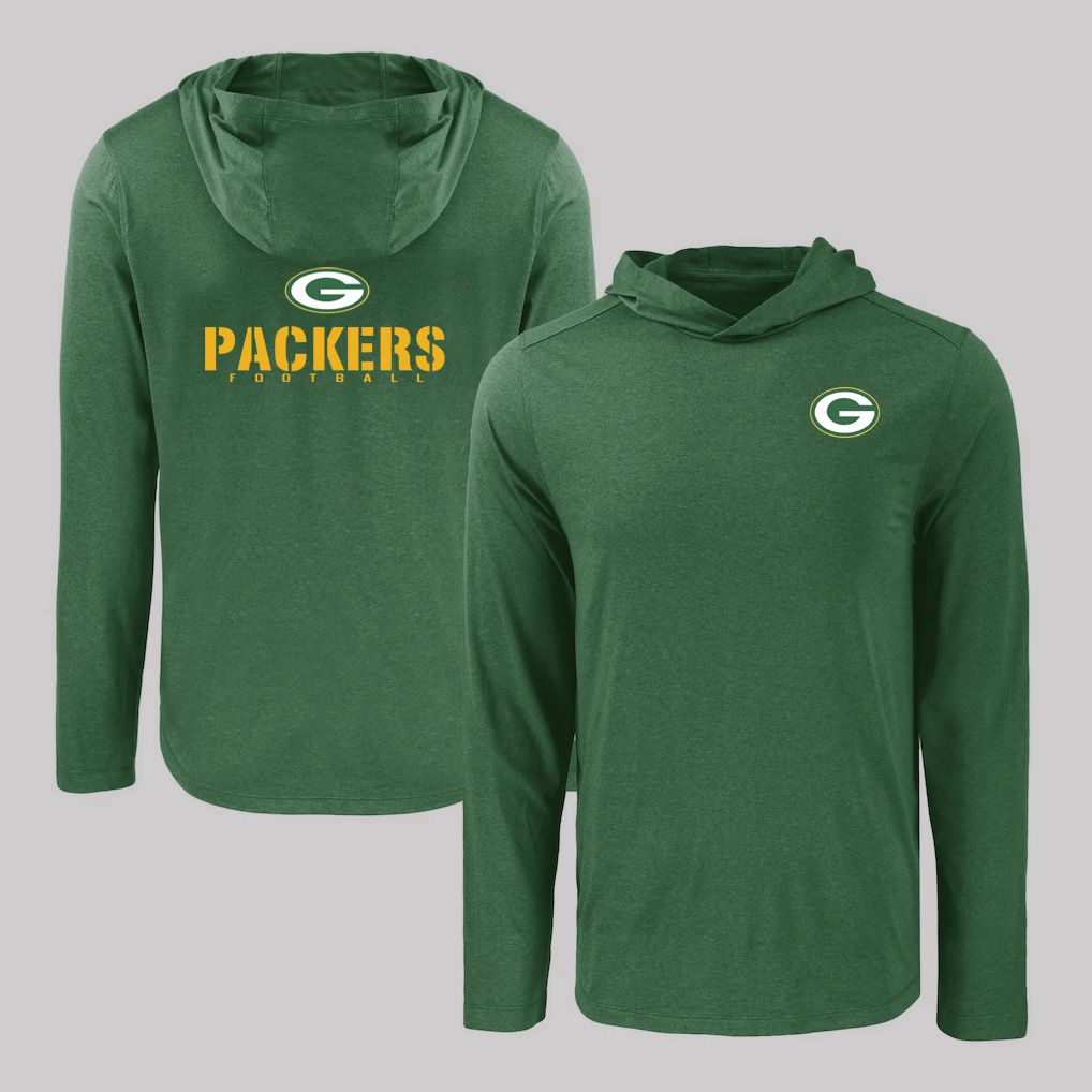 Men 2026 NFL Green Bay Packers Hooded long sleeved T-shirt green 05->nfl t-shirts->Sports Accessory
